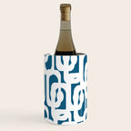 Mid Century Modern Contemporary Loops Blue and White Pattern Wine Chiller Gallery Image 1
