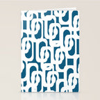 Mid Century Modern Contemporary Loops Blue and White Pattern Stationery Card Gallery Image 2