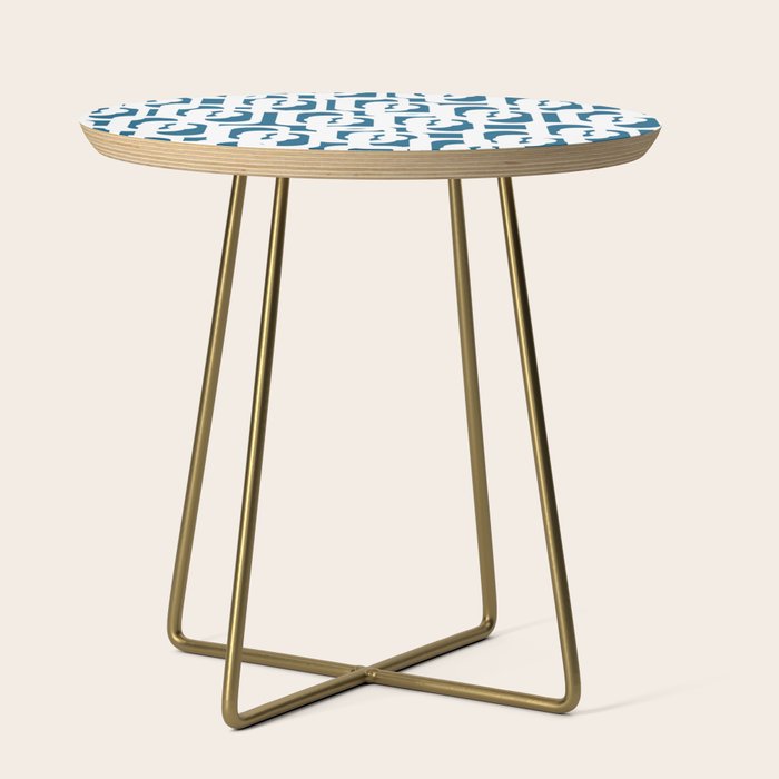 Mid Century Modern Contemporary Loops Blue and White Pattern Side Table Gallery Image 1