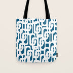 Mid Century Modern Contemporary Loops Blue and White Pattern Tote Bag Gallery Image 1