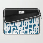 Mid Century Modern Contemporary Loops Blue and White Pattern Laptop Sleeve Gallery Image 2