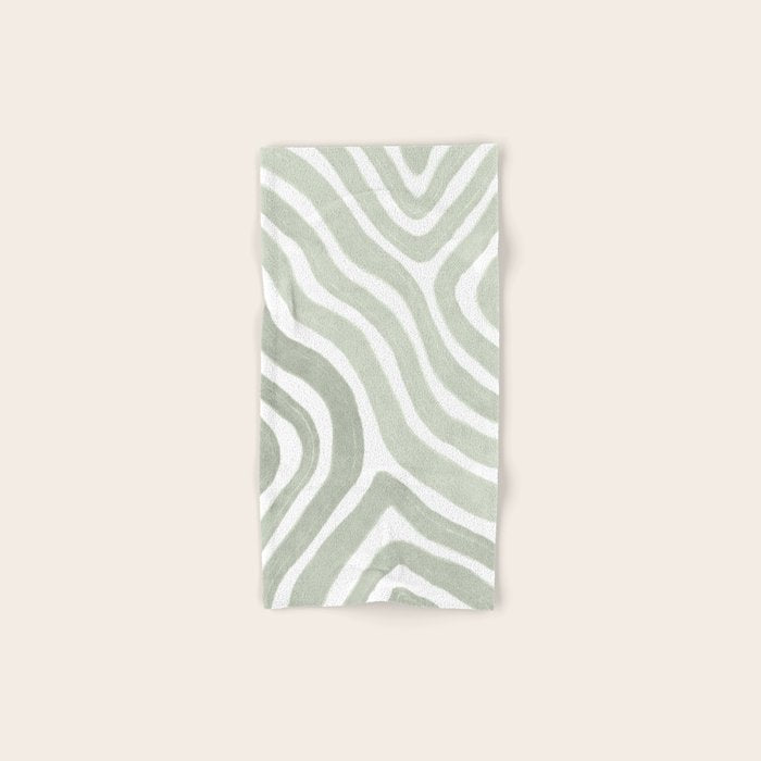 Sage green flow lines Bath Towel Gallery Image 1