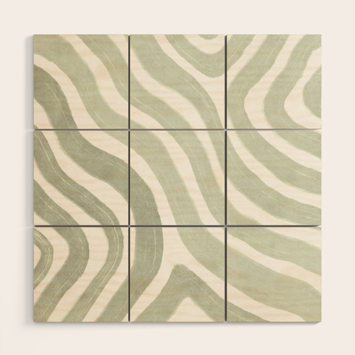 Sage green flow lines Wood Wall Art Gallery Image 1