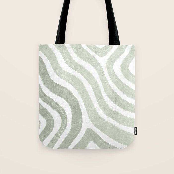 Sage green flow lines Tote Bag Gallery Image 1