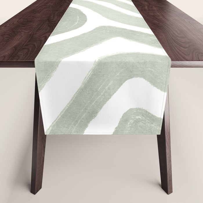 Sage green flow lines Table Runner Gallery Image 1