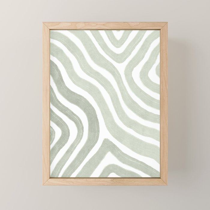 Sage green flow lines Mini Art Print Gallery Image 1