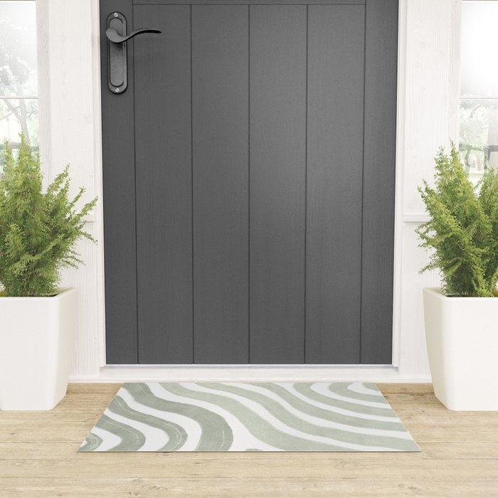 Sage green flow lines Welcome Mat Gallery Image 3