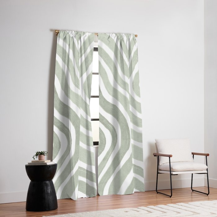 Sage green flow lines Window Curtain Gallery Image 2