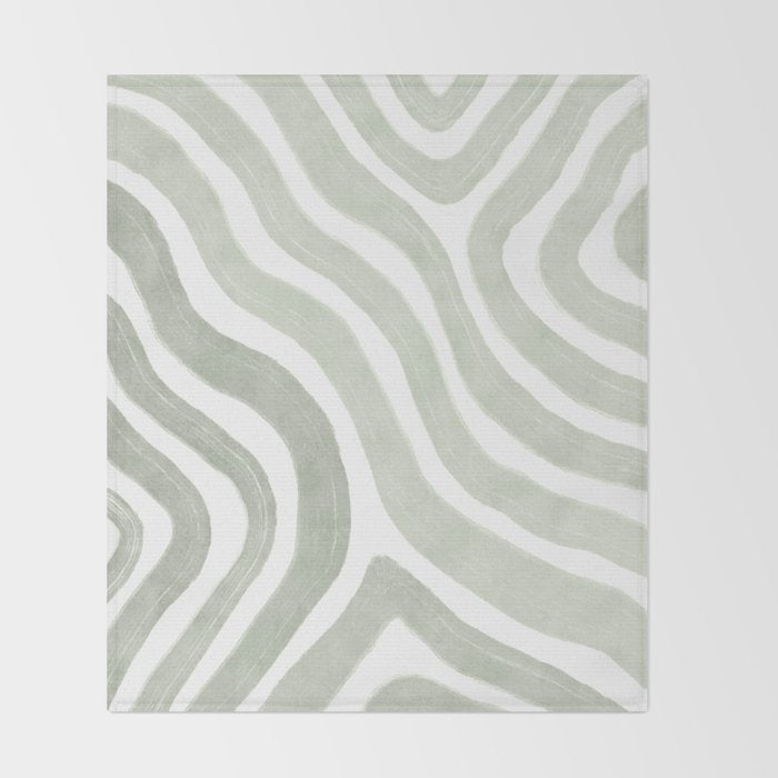 Sage green flow lines Throw Blanket Gallery Image 2