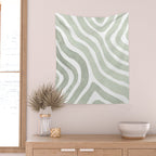 Sage green flow lines Wall Tapestry Gallery Image 2