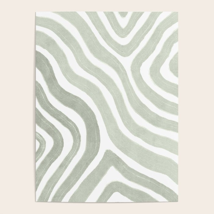 Sage green flow lines Poster Gallery Image 4