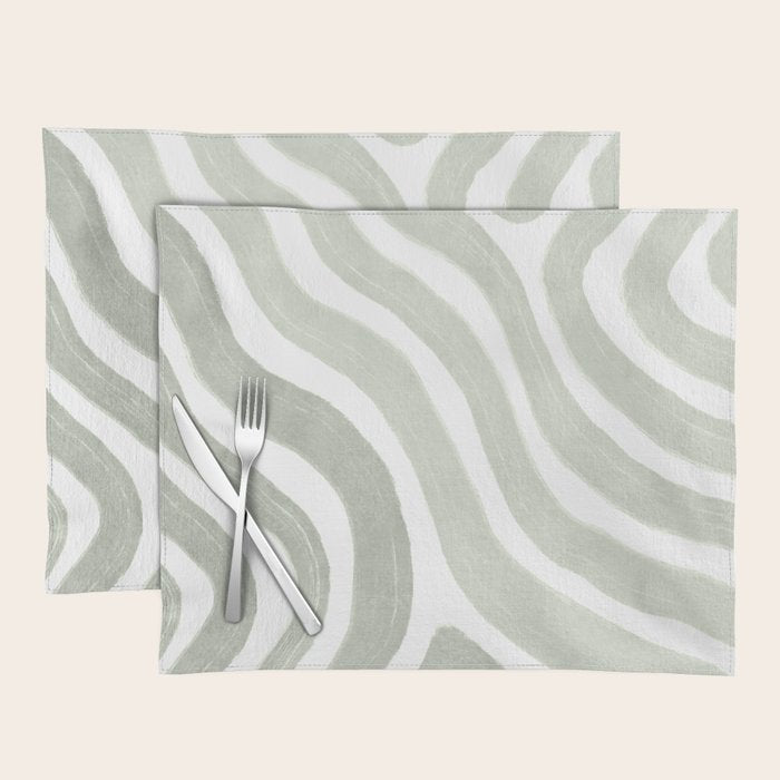 Sage green flow lines Placemat Gallery Image 1