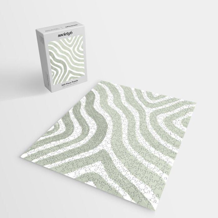 Sage green flow lines Jigsaw Puzzle Gallery Image 2