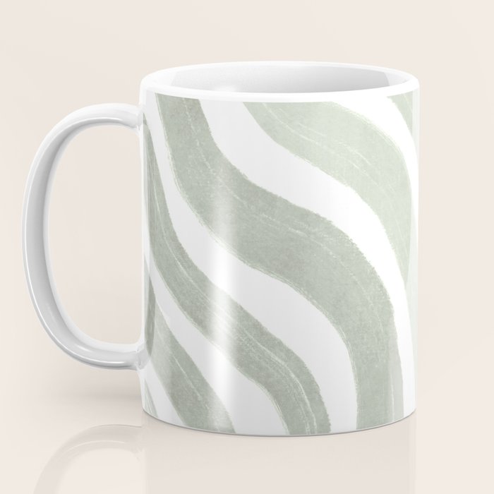 Sage green flow lines Coffee Mug Gallery Image 3