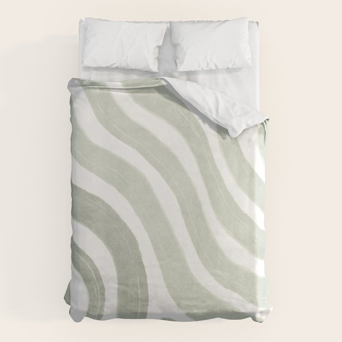 Sage green flow lines Duvet Cover Gallery Image 1