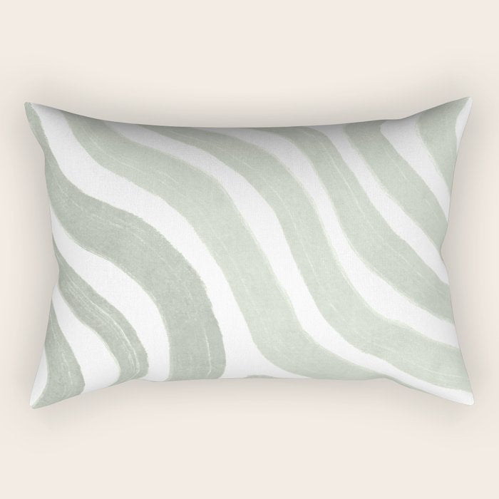 Sage green flow lines Rectangular Pillow Gallery Image 2