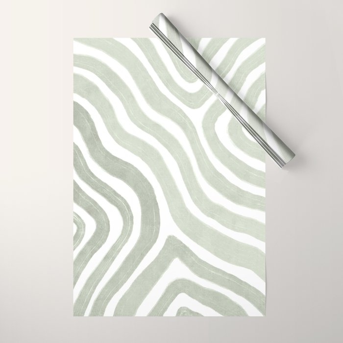 Sage green flow lines Wrapping Paper Gallery Image 1