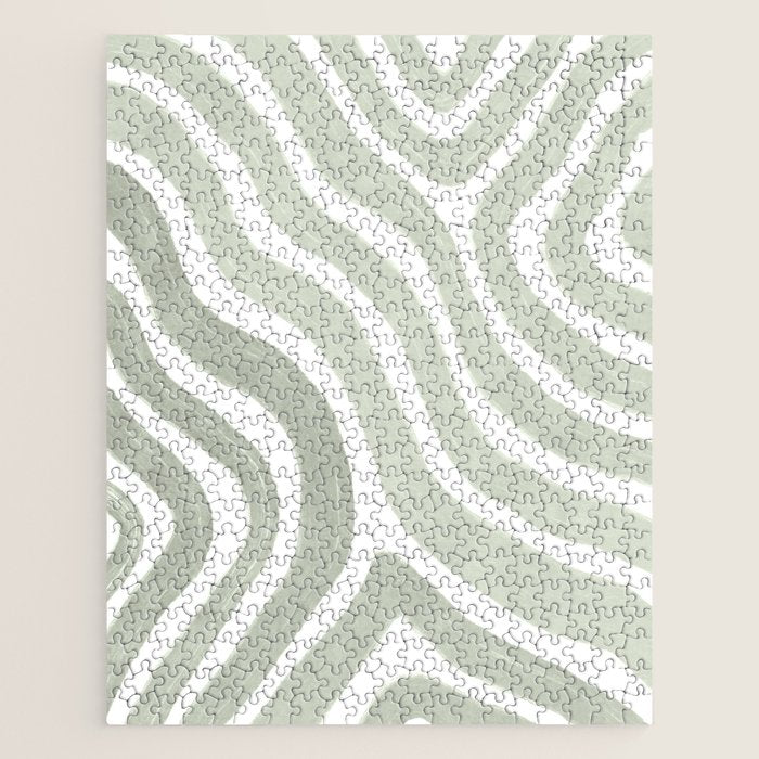 Sage green flow lines Jigsaw Puzzle Gallery Image 1