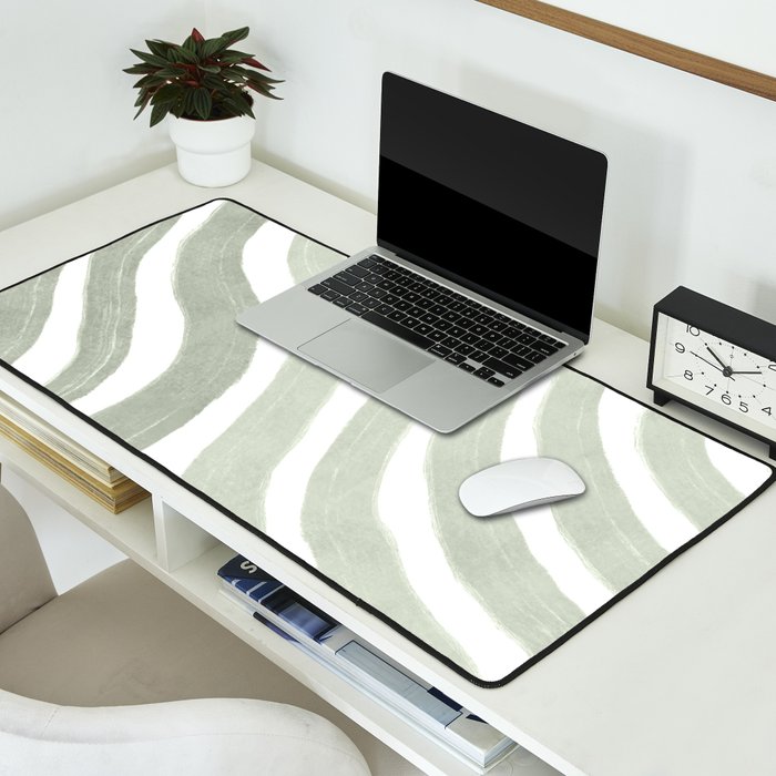 Sage green flow lines Desk Mat Gallery Image 2