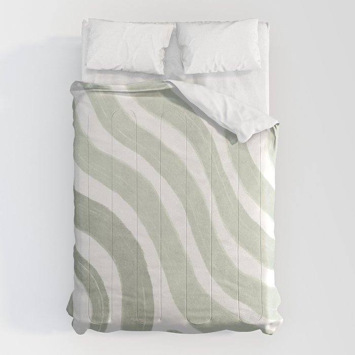 Sage green flow lines Comforter Gallery Image 1
