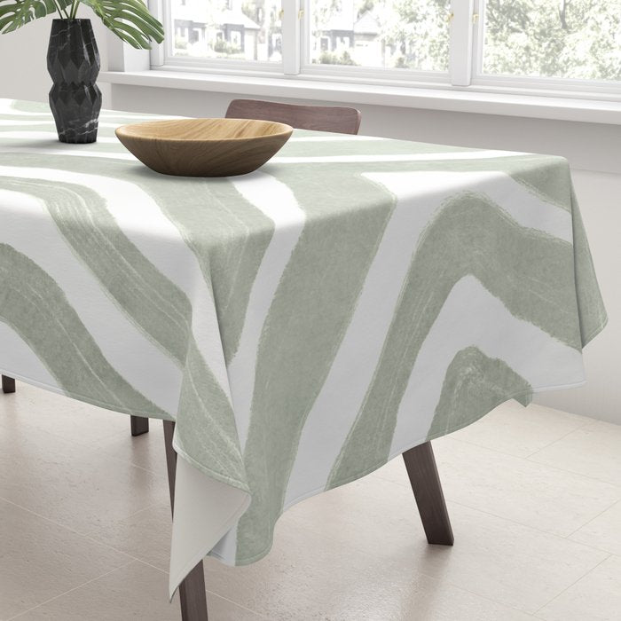 Sage green flow lines Tablecloth Gallery Image 3