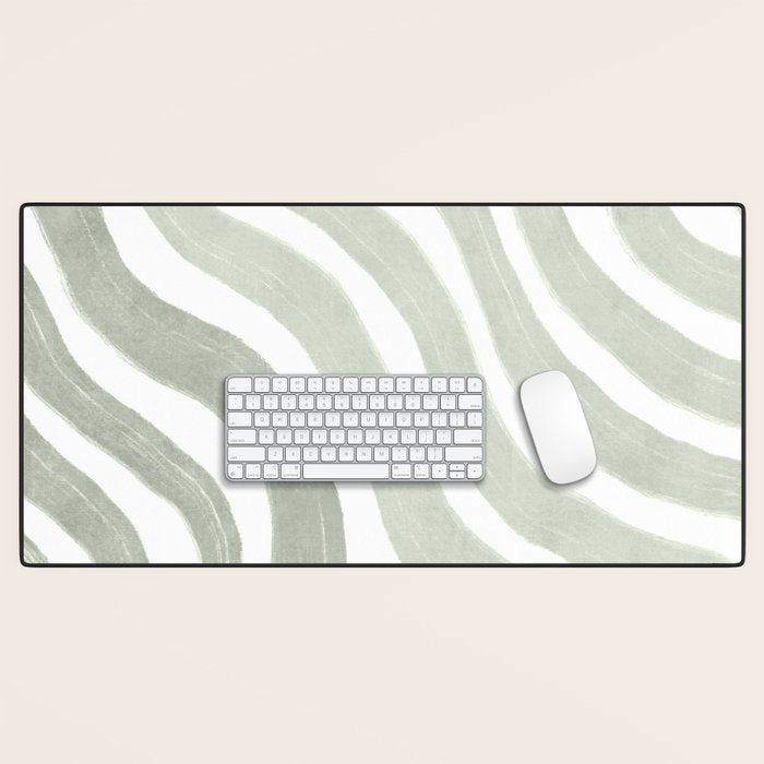 Sage green flow lines Desk Mat Gallery Image 1