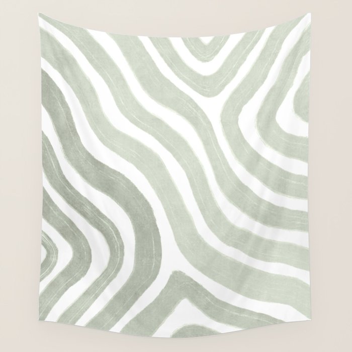 Sage green flow lines Wall Tapestry Gallery Image 1