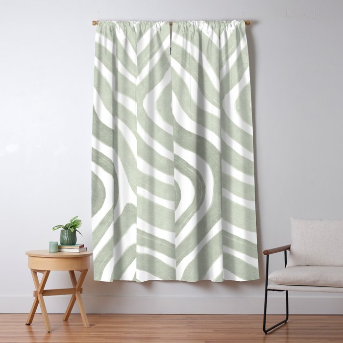 Sage green flow lines Window Curtain Gallery Image 5