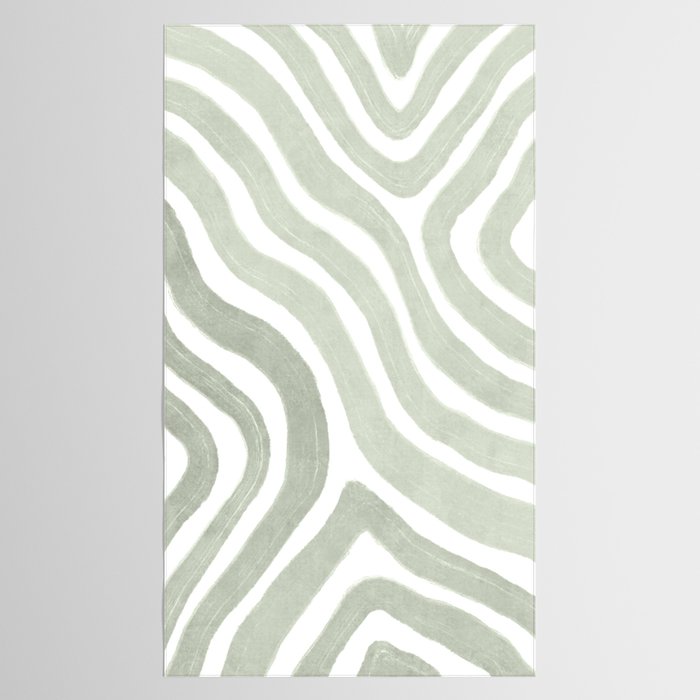 Sage green flow lines Tablecloth Gallery Image 2