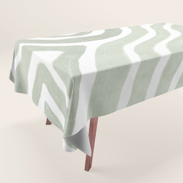 Sage green flow lines Tablecloth Gallery Image 1