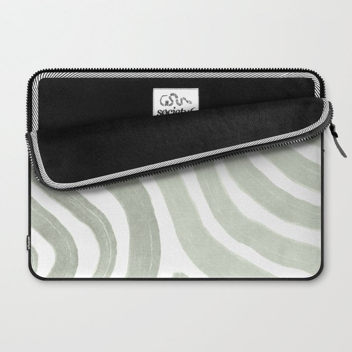 Sage green flow lines Laptop Sleeve Gallery Image 2
