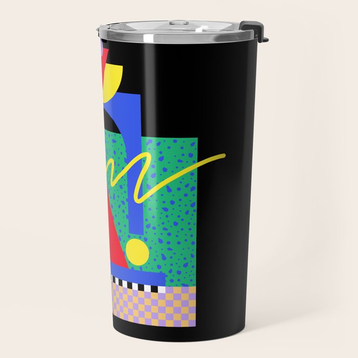 Memphis pattern 90 - 80s / 90s Retro Travel Mug Gallery Image 2
