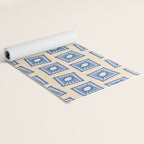 Vintage blue flower postage stamp pattern Yoga Mat Gallery Image 2