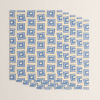 Vintage blue flower postage stamp pattern Wrapping Paper Gallery Image 3