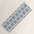 Vintage blue flower postage stamp pattern Yoga Mat Gallery Image 1