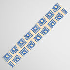 Vintage blue flower postage stamp pattern Table Runner Gallery Image 3