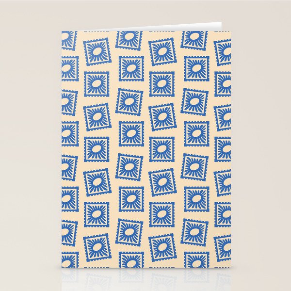 Vintage blue flower postage stamp pattern Stationery Card Gallery Image 2
