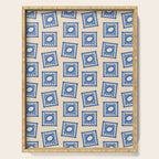 Vintage blue flower postage stamp pattern Serving Tray Gallery Image 1