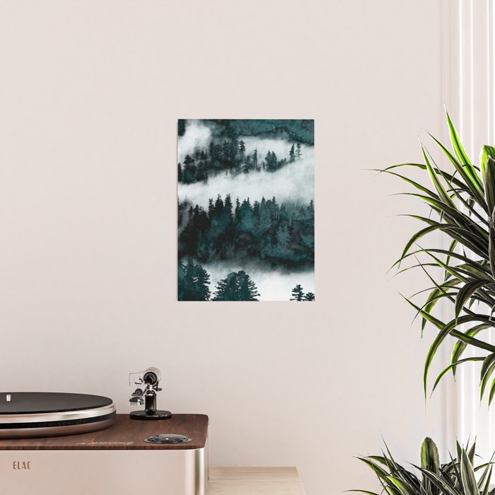Foggy Forest Fun - Turquoise Mountains Poster Gallery Image 2