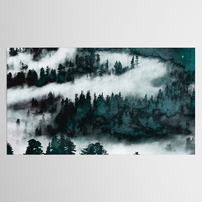 Foggy Forest Fun - Turquoise Mountains Tablecloth Gallery Image 2