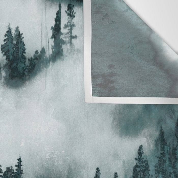 Foggy Forest Fun - Turquoise Mountains Wall Tapestry Gallery Image 3