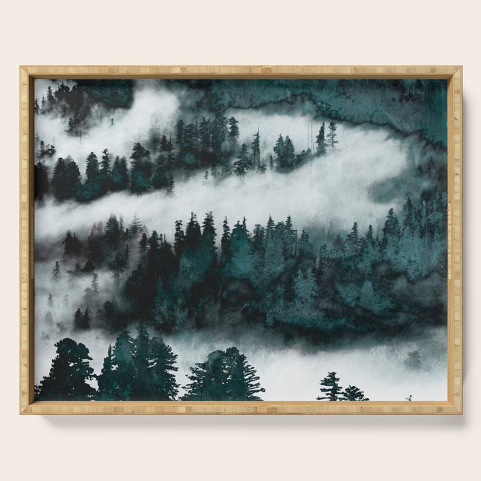 Foggy Forest Fun - Turquoise Mountains Serving Tray Gallery Image 1