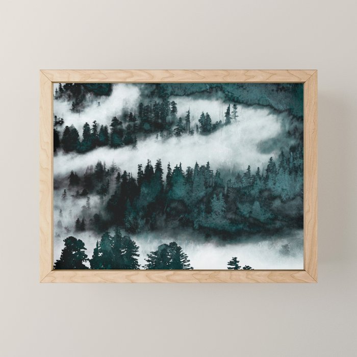 Foggy Forest Fun - Turquoise Mountains Mini Art Print Gallery Image 1