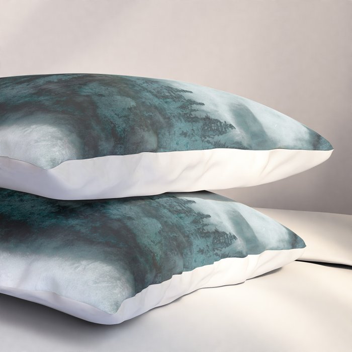 Foggy Forest Fun - Turquoise Mountains Pillow Sham Gallery Image 3