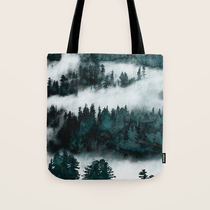 Foggy Forest Fun - Turquoise Mountains Tote Bag Gallery Image 1