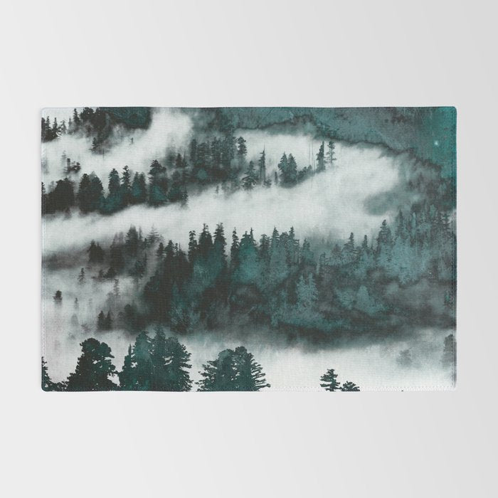 Foggy Forest Fun - Turquoise Mountains Rug Gallery Image 2