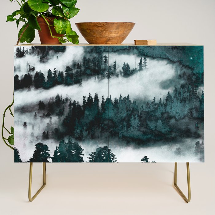 Foggy Forest Fun - Turquoise Mountains Credenza Gallery Image 1