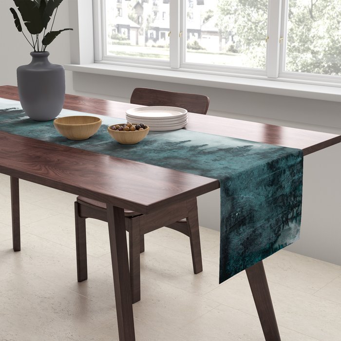 Foggy Forest Fun - Turquoise Mountains Table Runner Gallery Image 2