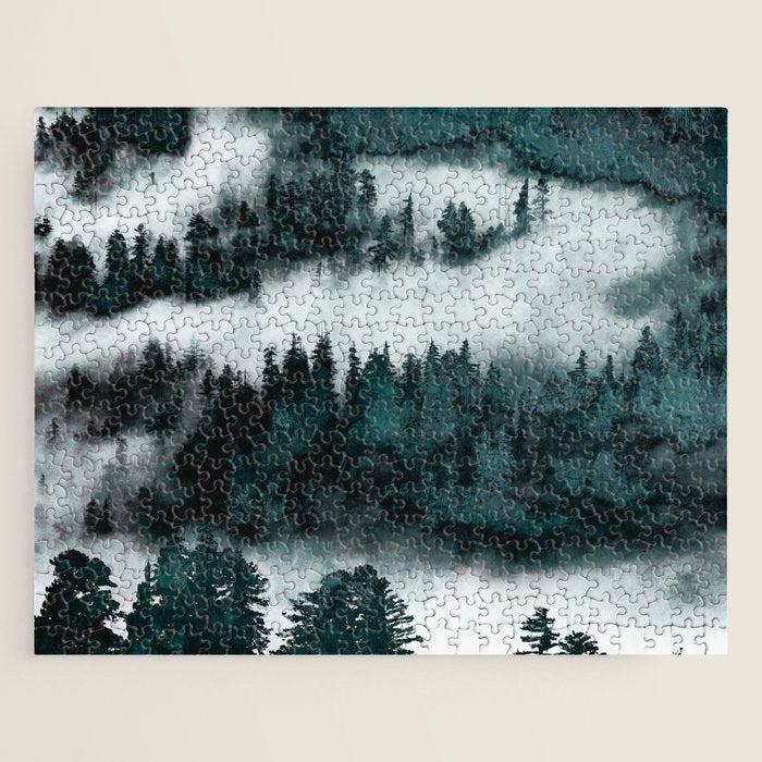 Foggy Forest Fun - Turquoise Mountains Jigsaw Puzzle Gallery Image 1
