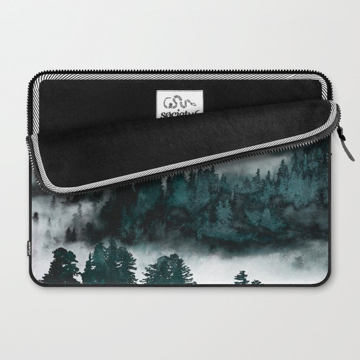 Foggy Forest Fun - Turquoise Mountains Laptop Sleeve Gallery Image 2